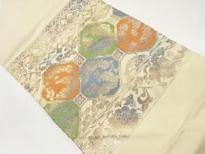 リサイクル　横段に蜀江・花模様織出し名古屋帯